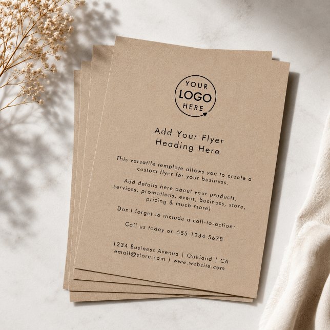 Rustikale Kraft | Geschäftslogo Moderne Werbung Flyer (Modern minimal versitile rustic kraft flyer template by Guava - clean, sleek, and fully customizable)
