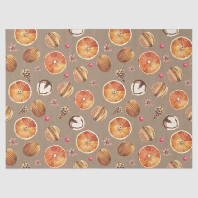 Rustikale Kraft getrocknete Orangenscheiben Gewürz Seidenpapier (Vorderseite)