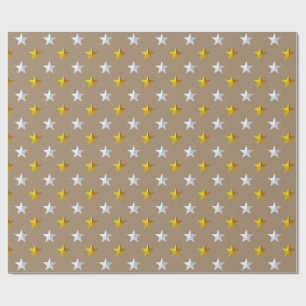 Rustikale Kraft Gold Silver Stars Geschenkpapier