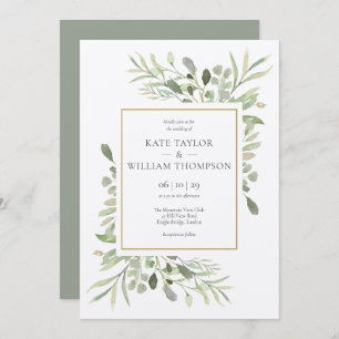 Rustikale Kraft Greenery Blätter Wedding Einladung