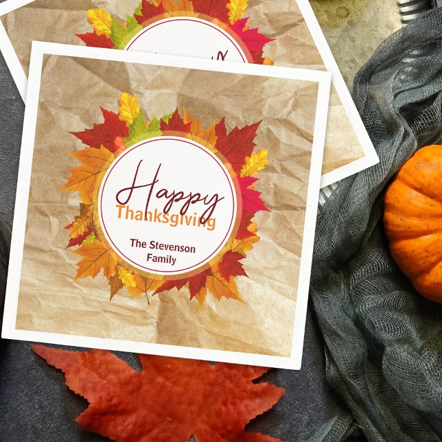 Rustikale Kraft Herbst-Ahornblatt-Familien-Ernteda Serviette (Von Creator hochgeladen)