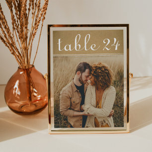 Rustikale Kraft Hochzeit Foto Tisch Nummer Karte