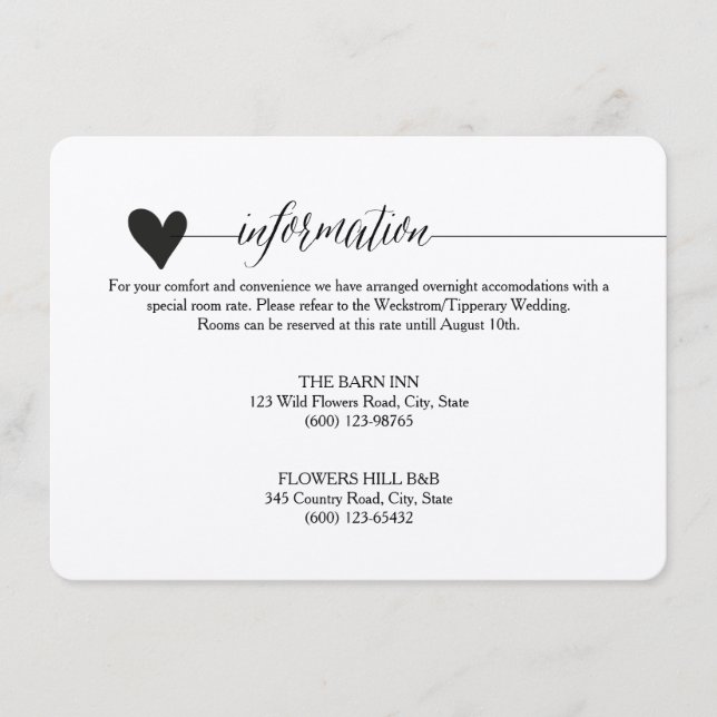 Rustikale Kraft Hochzeitsabdeckung, Herzkalligrafi Begleitkarte (Vorderseite)