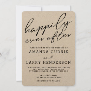 Rustikale Kraft Hochzeitseinladung 'Happily Ever A Einladung