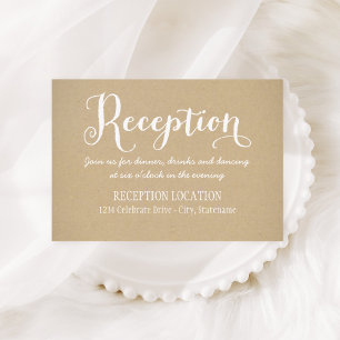 Rustikale Kraft-Kalligrafie-Hochzeitsempfang Begleitkarte