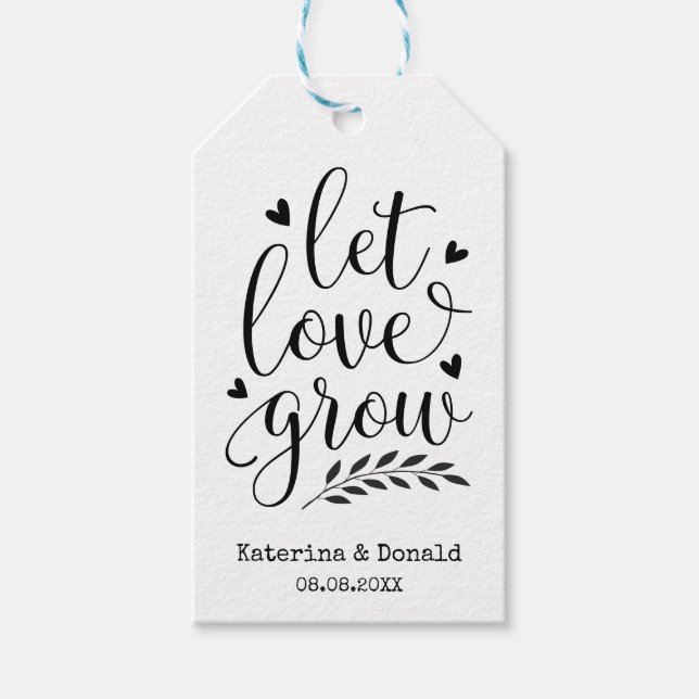 Rustikale Kraft Lasse Liebe wachsen Saatgut Hochze Geschenkanhänger (Vorderseite)