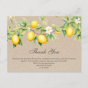 Rustikale Kraft-Limonen-Hochzeits-Dankeschön Postkarte