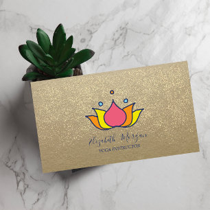 Rustikale Kraft,Lotus,Gold Konfetti Lotus Visitenkarte