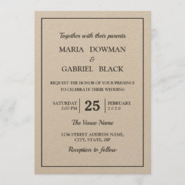 Rustikale Kraft Minimal Moderne Hochzeit Einladung