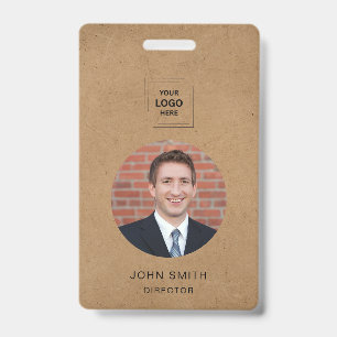Rustikale Kraft-Minimal-QR-Mitarbeiteridentität Ausweis