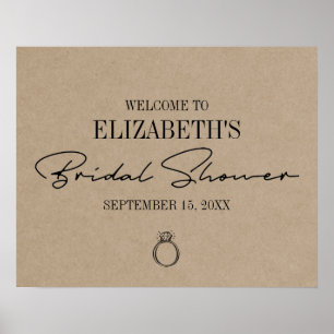 Rustikale Kraft Moderne Schrift Bridal Shower Will Poster