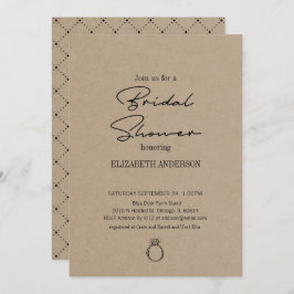 Rustikale Kraft Moderne Schrift mit Ring-Brautpart Einladung