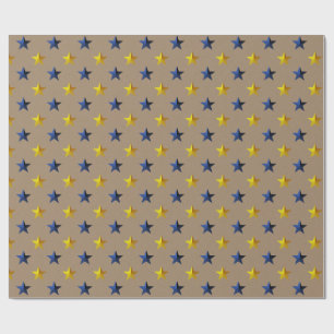 Rustikale Kraft Navy Blue Gold Stars Urlaub Geschenkpapier