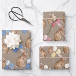 Rustikale Kraft Osterbrunnen Ostereier-Hunte teile Geschenkpapier Set
