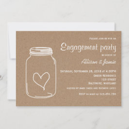 Rustikale Kraft Papier Masonjar Heart Engagement P Einladung