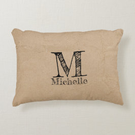 Rustikale Kraft-Papierschau-Monogramm Dekokissen