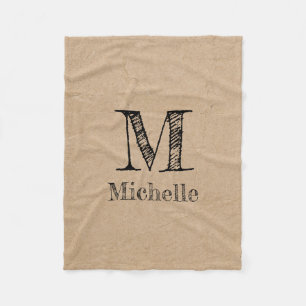 Rustikale Kraft-Papierschau-Monogramm Fleecedecke