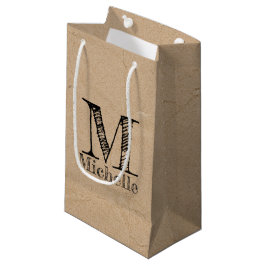 Rustikale Kraft-Papierschau-Monogramm Kleine Geschenktüte