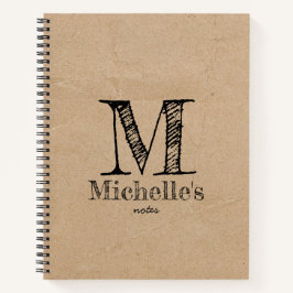 Rustikale Kraft-Papierschau-Monogramm Notizbuch