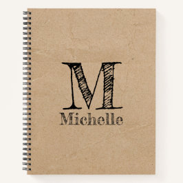 Rustikale Kraft-Papierschau-Monogramm Notizbuch