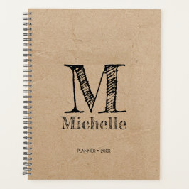 Rustikale Kraft-Papierschau-Monogramm Planer