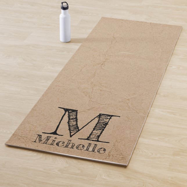 Rustikale Kraft-Papierschau-Monogramm Yogamatte (Beispiel)
