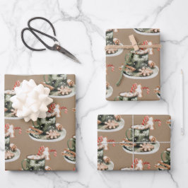 Rustikale Kraft Peppermint Kakao Lebkuchen Geschenkpapier Set