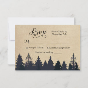 Rustikale Kraft Pine Trees Winter Wedding UAWG RSVP Karte