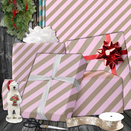 Rustikale Kraft Pink Wide Strip Urlaub Geschenkpapier