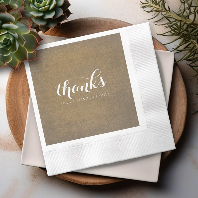 Rustikale Kraft Print - Dank Erntedank Family Serviette (Custom Thank You Napkin)