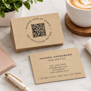 Rustikale Kraft QR-Code-Branded Clean Minimal Visitenkarte