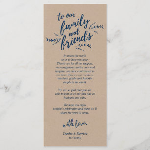 Rustikale Kraft-Reben, Place Setting Dankeschön-Ka Programm