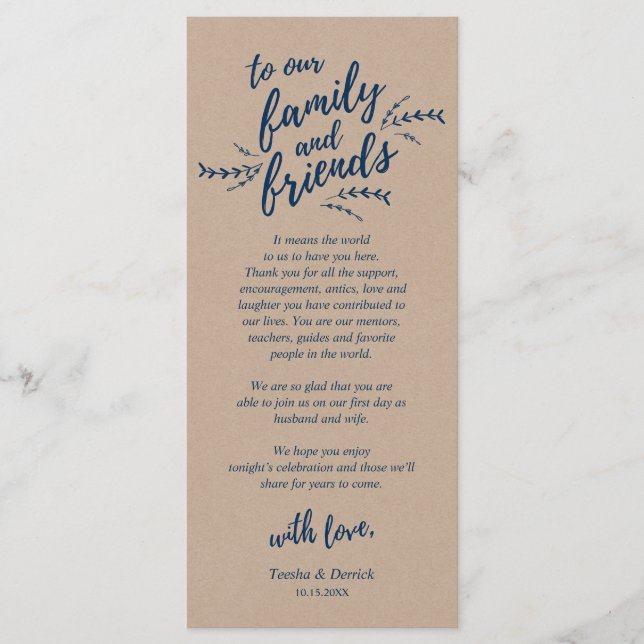 Rustikale Kraft-Reben, Platzierung Dankeschön Kart Programm (Vorderseite)