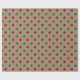 Rustikale Kraft Red Green Stars Urlaub Geschenkpapier
