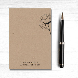 Rustikale Kraft-Rose Blume vom Schreibtisch aus Post-it Klebezettel