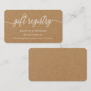 Rustikale Kraft-Schrift Geschenkliste Begleitkarte