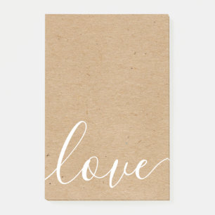 Rustikale Kraft Schrift Liebe Post-it Klebezettel
