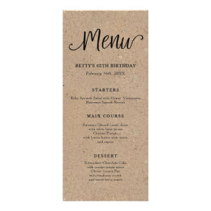 Rustikale Kraft Script Tall Menu Card Werbekarte