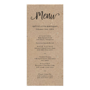 Rustikale Kraft Script Tall Menu Card Werbekarte