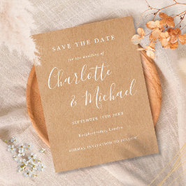 Rustikale Kraft-Signatur-Hochzeit Speichern Sie di Postkarte