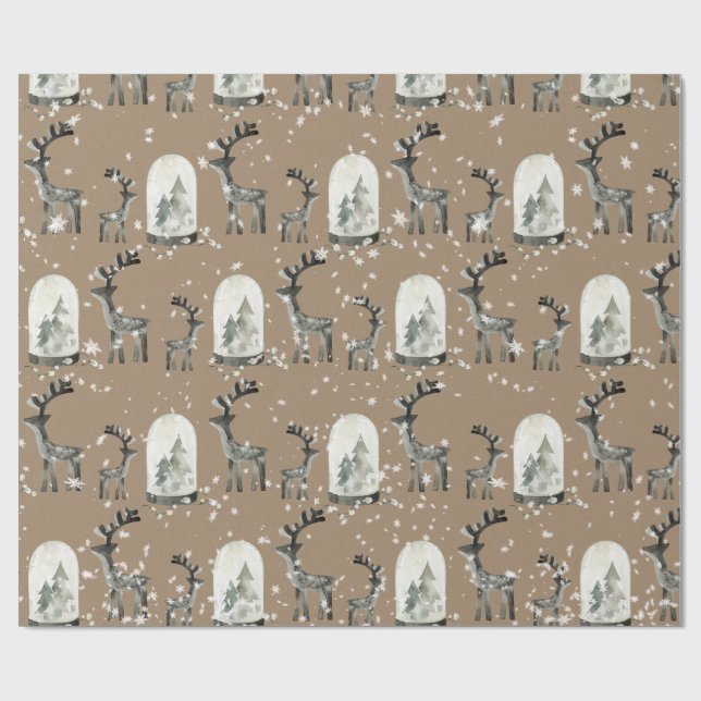 Rustikale Kraft-Skandinavien-Sterne Weihnachtslich Geschenkpapier (Flach)