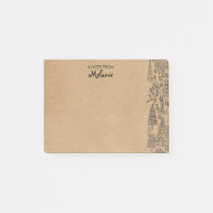 Rustikale Kraft Trees Illustration Personalisiert Post-it Klebezettel