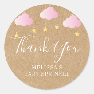 Rustikale Kraft-Twinkle-Sprinkle-Baby-Party Rosa Runder Aufkleber