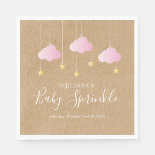 Rustikale Kraft Twinkle Sprinkle Babyparty Rosa Serviette