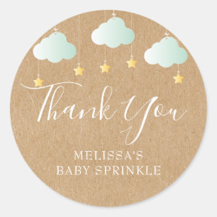 Rustikale Kraft Twinkle Sprinkle Babyparty Runder Aufkleber