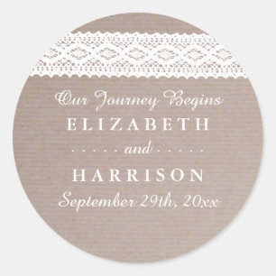 Rustikale Kraft- und Vintage Gastgeschenk Hochzeit Runder Aufkleber