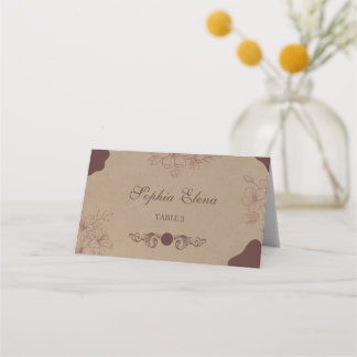 Rustikale Kraft Vintage Hochzeit gefaltete Platzka Platzkarte