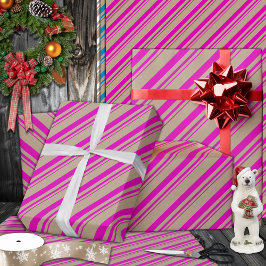 Rustikale Kraft Warme rosa Streifen Urlaub Geschenkpapier