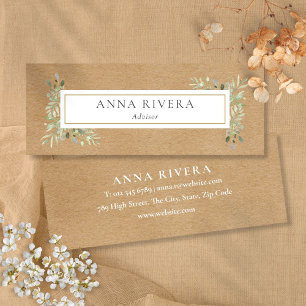 Rustikale Kraft Wasserfarben Beruflich Mini Visitenkarte