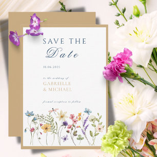 Rustikale Kraft-Wasserfarben-Blumen-Save-the-Date- Save The Date